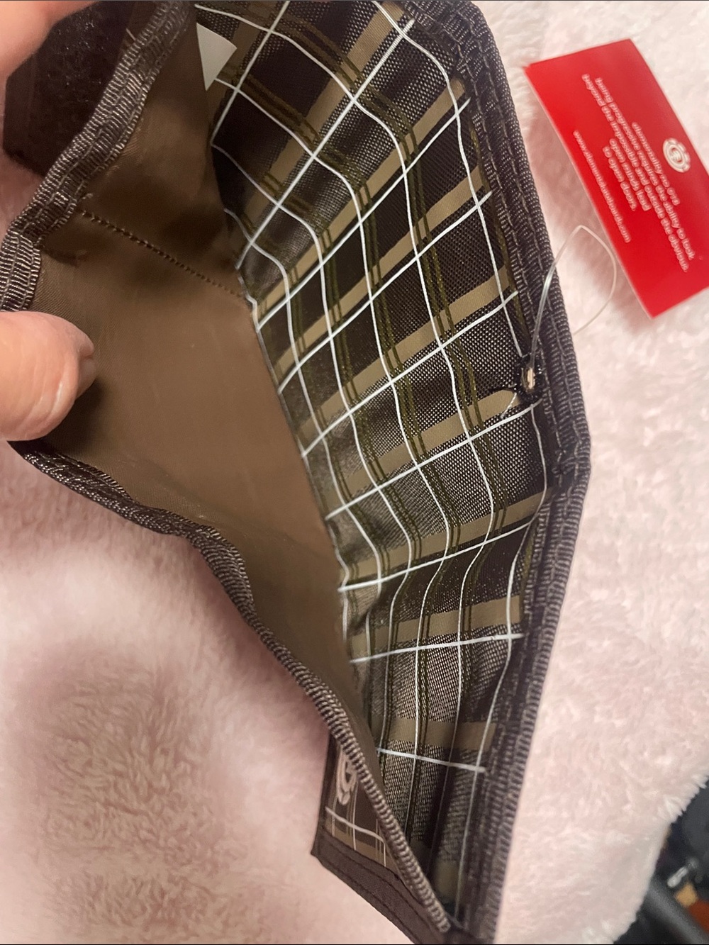 Element Plaid Trifold Velcro Wallet in Black, Olive & White - Picture 4 of 5